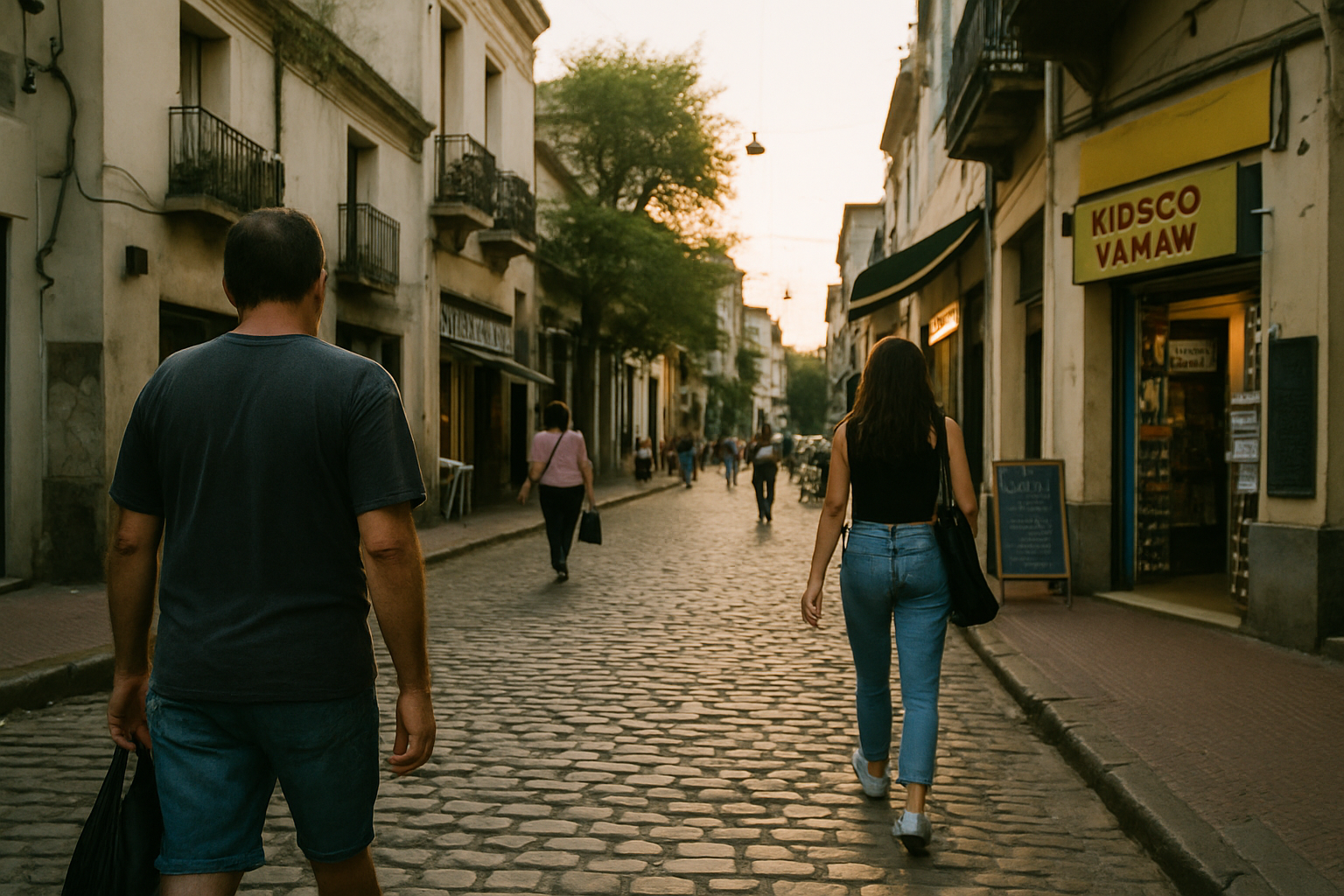 Gente caminando por una calle de Buenos Aires